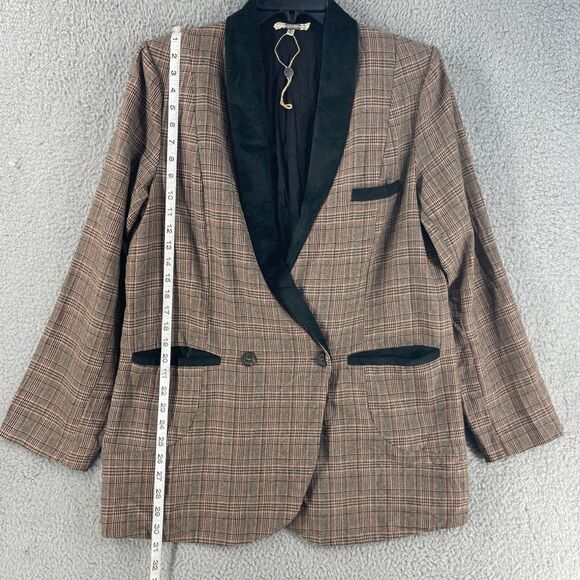 BKE Gimmick Womens Blazer Jacket Plaid Brown XL Cotton Lining Academia - Picture 4 of 12